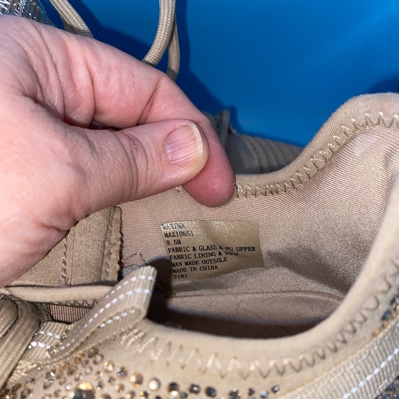 Steve Madden Maxima Blush Gold Nude Sparkle Rhinestone Sneakers Size 9.5M - Picture 9 of 12